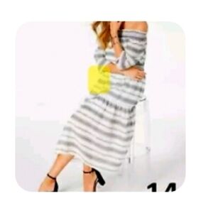 Vince Camuto Smocked off-the-shoulder midi dress L